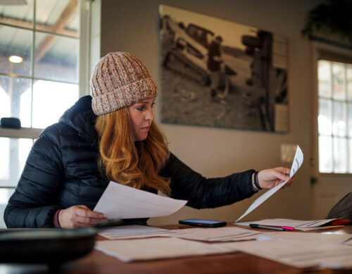 organizing paperwork for farm