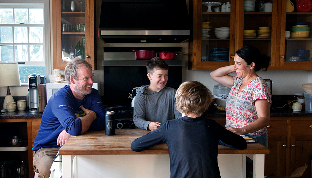 family eating breakfast together