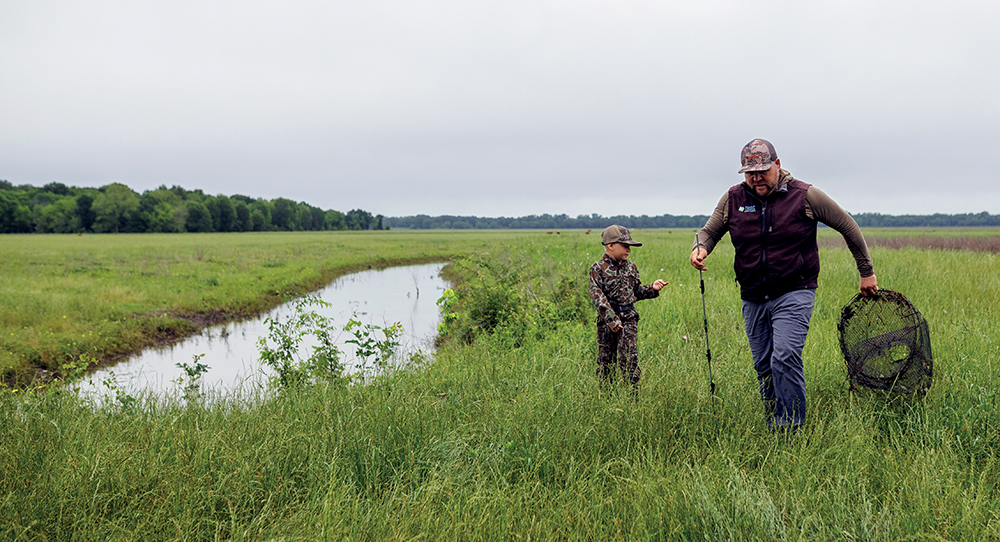 checking crawfish traps
