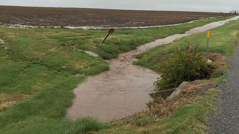 Rainfall eroding the soil